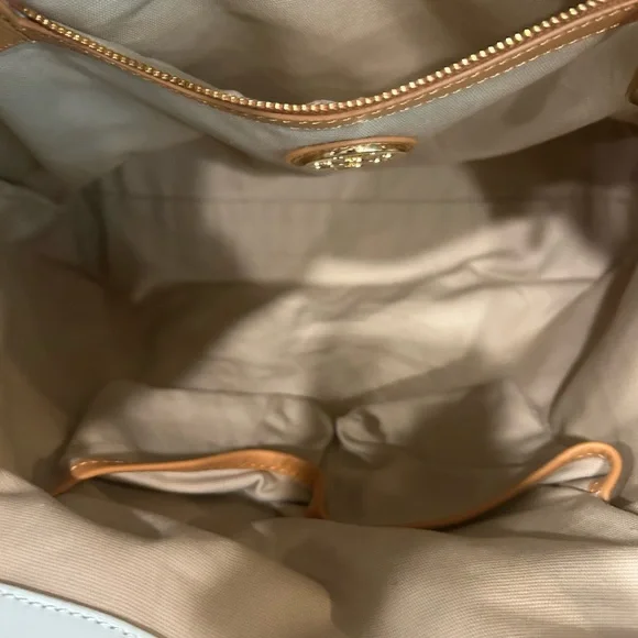 Tory Burch Two-Tone Nylon Tote - Light White & Red - Picture 11 of 11